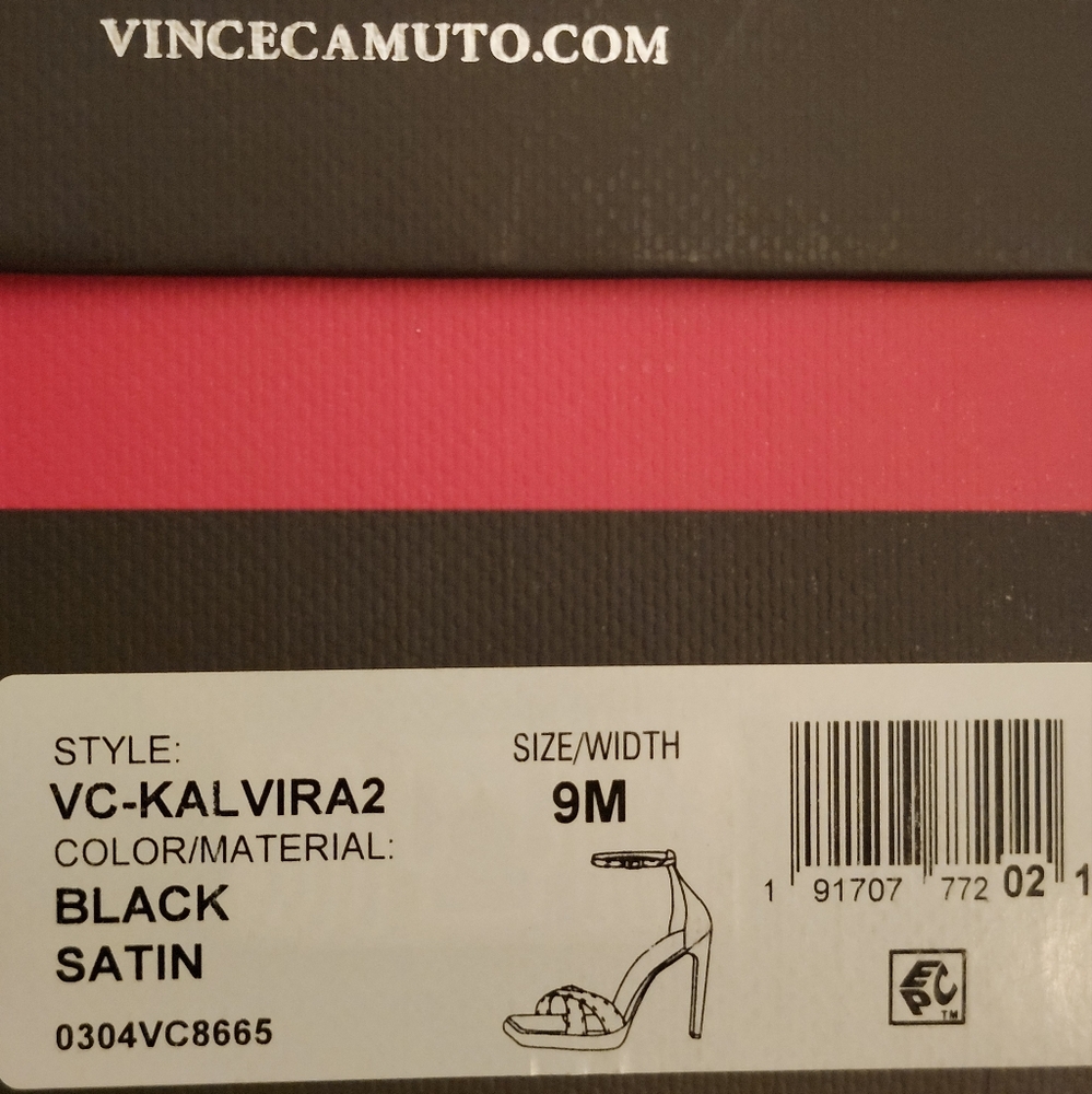 NEW Vince Camuto Kalvira2 Black Satin Stiletto Heeled Strappy Sandal 9 - Picture 7 of 9